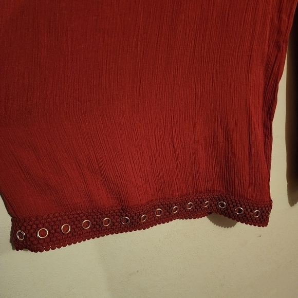 New Directions Wide Leg Boho Capris Gold Accents -Rust Size L NWT - Picture 3 of 13